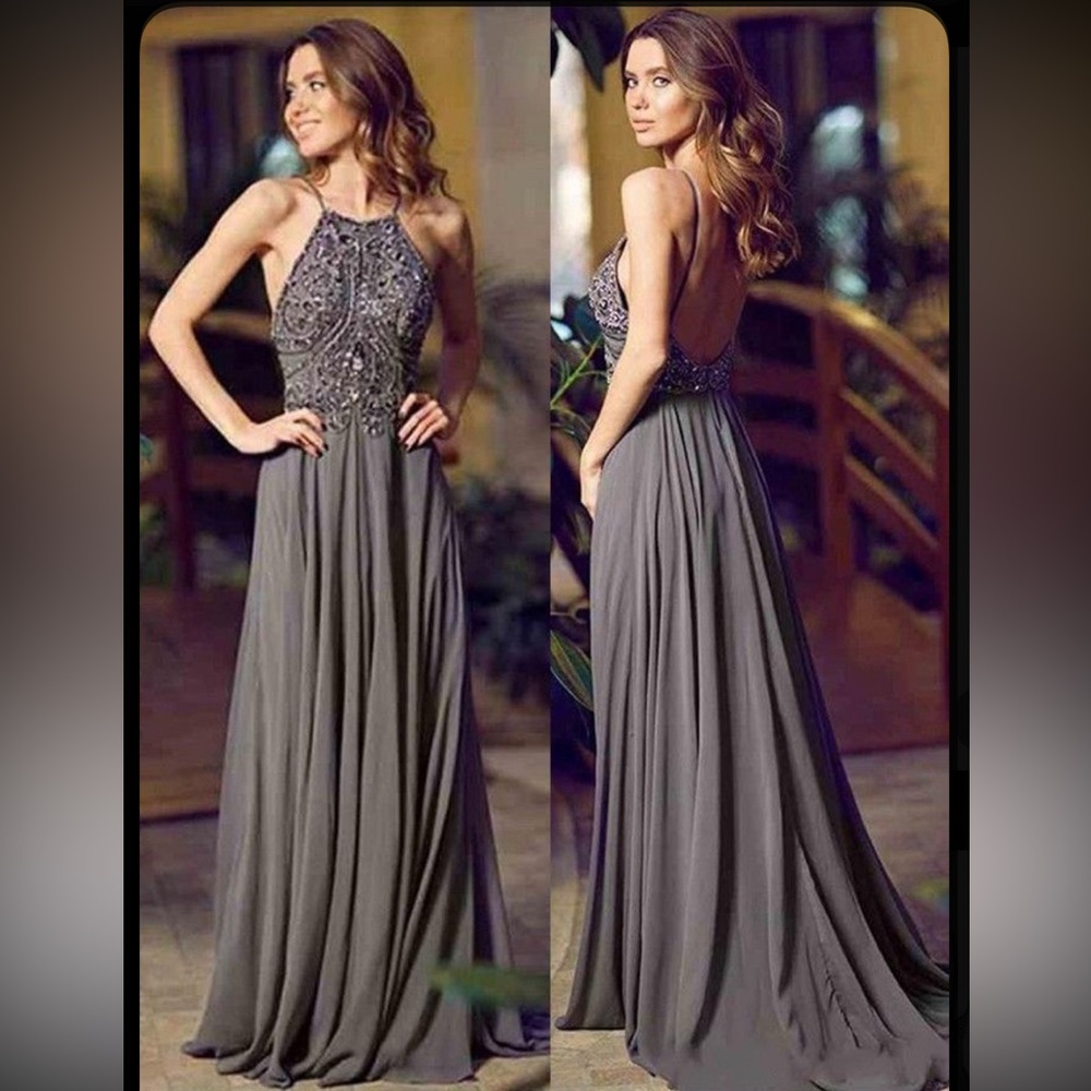 JOVANI prom dress Charcoal Gray Chiffon